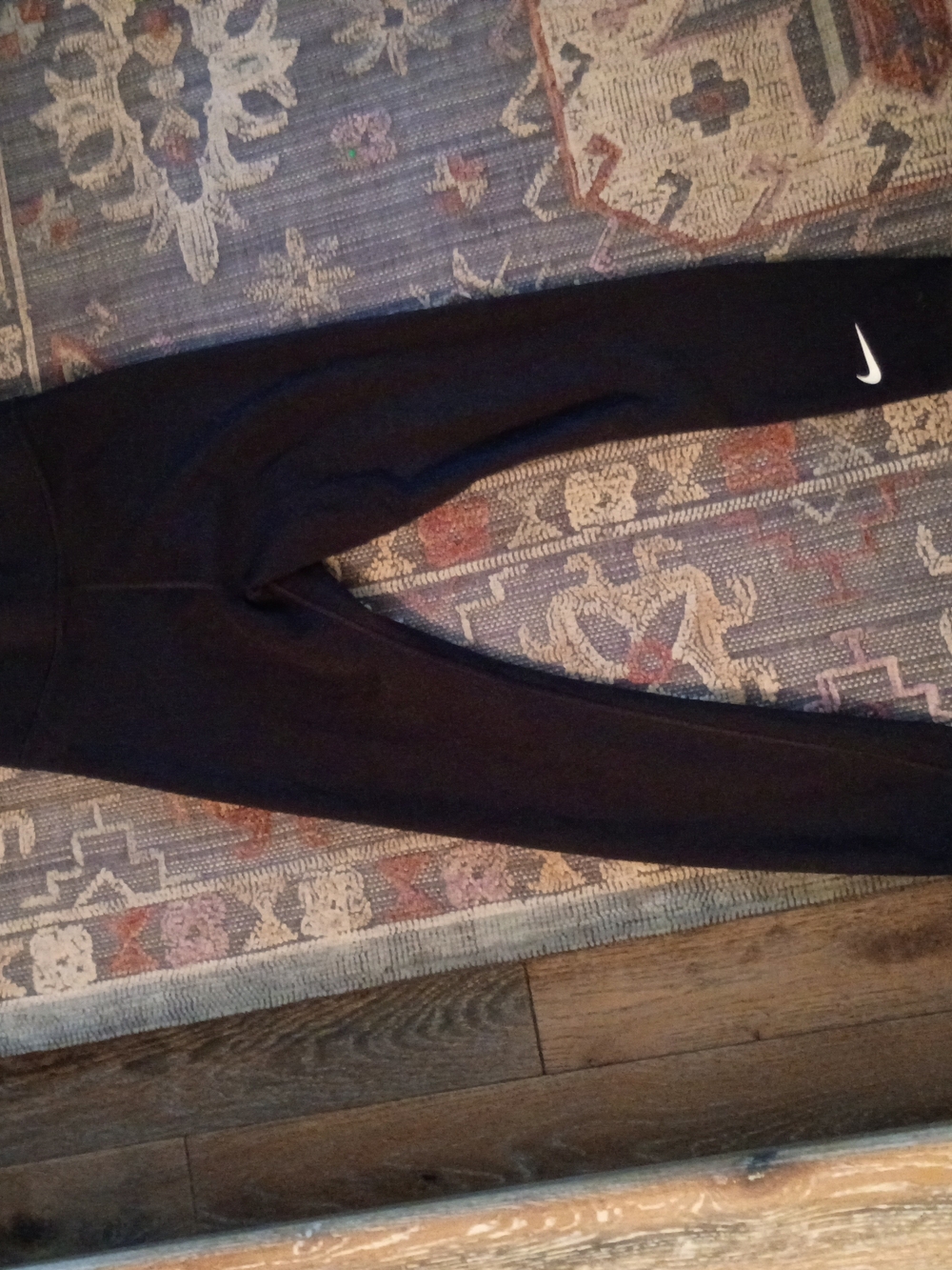 Nike Kids Black Athletic Leggings with White Swoosh M